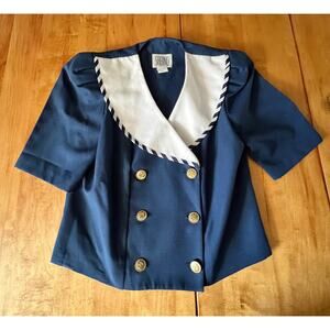 Sabino Vintage Nautical Navy and White Crop Jacket Blue Sz M